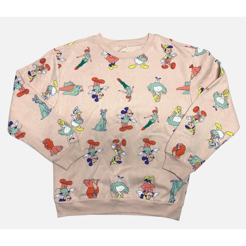 Disney 100 Years of Wonder Character Pink Sweatshirt Mickey Minnie Cinderella